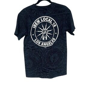 Vintage Union Made Mens Charcoal Grey Ibew Local 18 Los Angeles T-shirt Medium